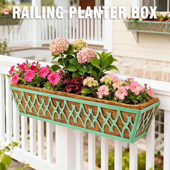 4 Pack 30 Inch Window Boxes Planters Railing Planter Box - Image 4