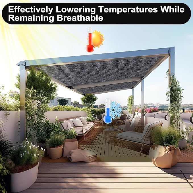 Artpuch 90% Sun Shade Cloth, 8 x 20 FT Pergola Shade Cover Canopy - Image 6