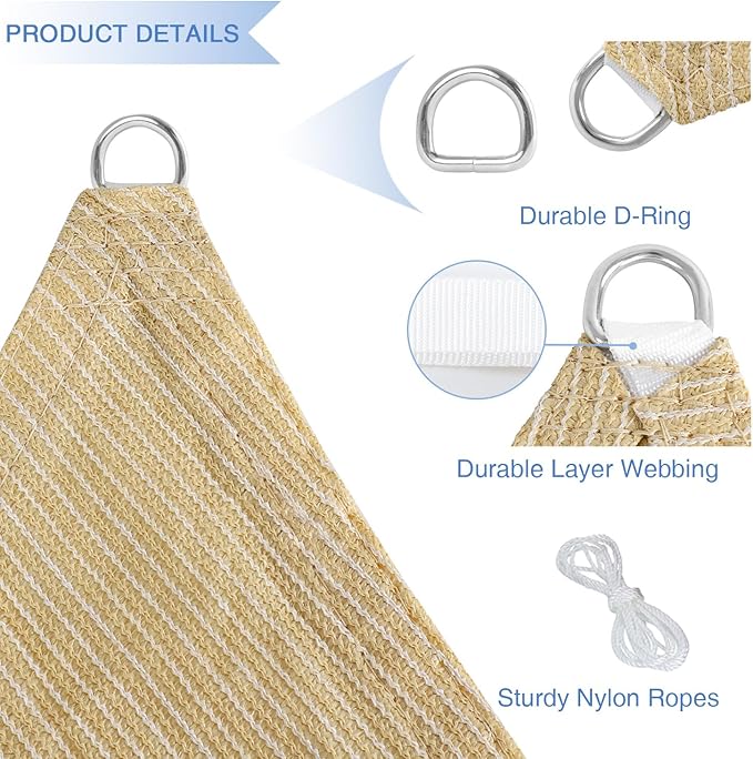 E&K Sunrise 16' x 16' x 16' Sun Shade Sail Triangle Canopy Shade Cover UV Block - Image 4