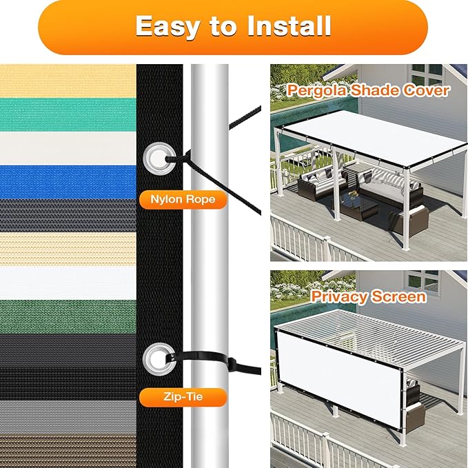 Artpuch Outdoor Pergola Shade Cover 7' X 10' Sun Shade Cloth - Image 5