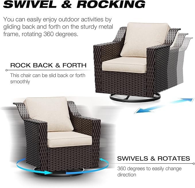 Joyside Wicker Patio Furniture Sets, 5 Pieces Upgraded Large Size Outdoor - Image 3