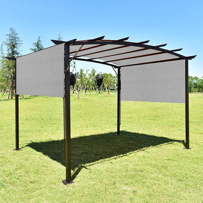 Eden's Decor Straight Flat-Edged Sun Shade Sail Rectangular 7' x 9' Grey - Image 6