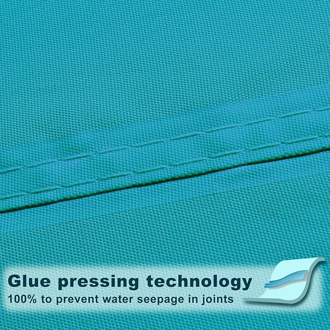 SUNNY GUARD Waterproof Sun Shade Sail 6' x 8' Turquoise Blue Rectangle UV Block - Image 3