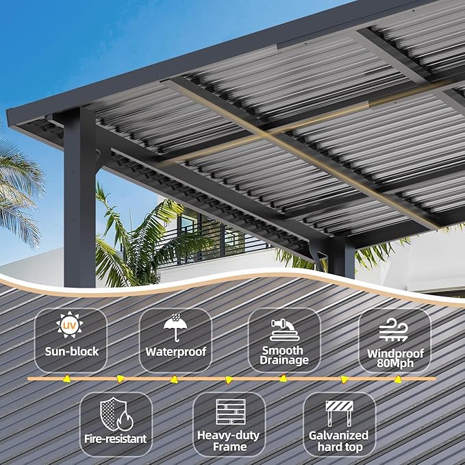 AECOJOY 10'x8' Pergola Hardtop Outdoor Gazebo - Image 2