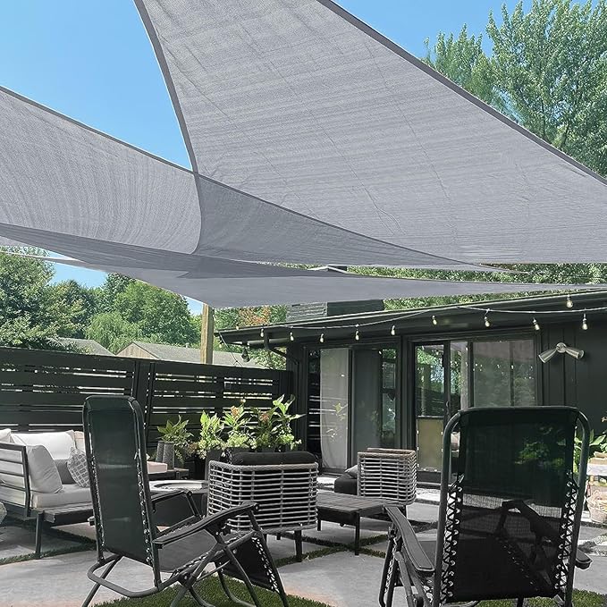 LOVE STORY Custom Size 6'x7'x9.2' Silver Grey Sun Shade Sail Triangle Sunshade by LOVESTORY