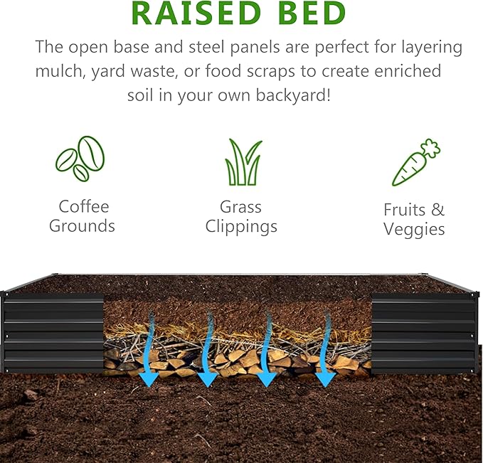 2PCS 8x4x1ft Galvanized Raised Garden Bed Kit, Metal Planter Box - Image 3