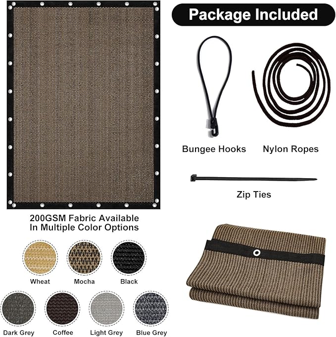 Artpuch 90% Sun Shade Cloth, 10 x 16 FT Pergola Shade Cover Canopy - Image 7