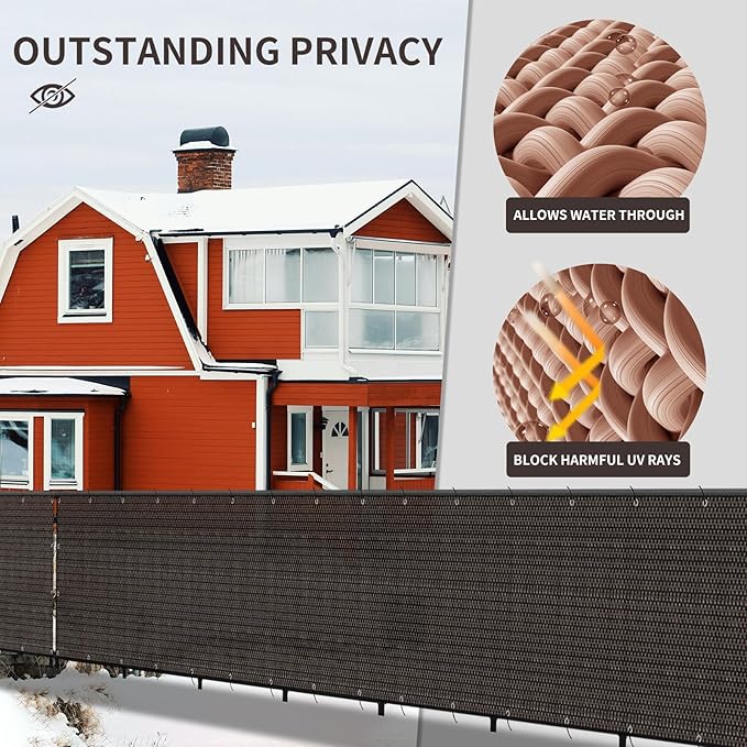 LOVE STORY Custom Size 3'x7' Brown Balcony Privacy Screen, UV Block Privacy - Image 4