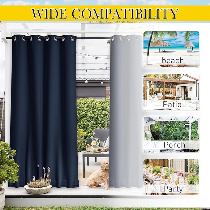 NICETOWN 2 Panels Fixed Outdoor Curtains - Image 5