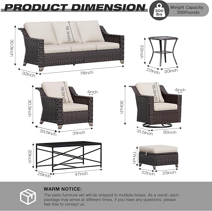 Joyside Wicker Patio Furniture Sets, 3 Pieces Upgraded Large Size Outdoor - Image 2