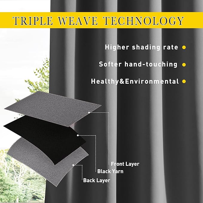 NICETOWN 2 Panels Weighted Blackout Curtains - Image 5