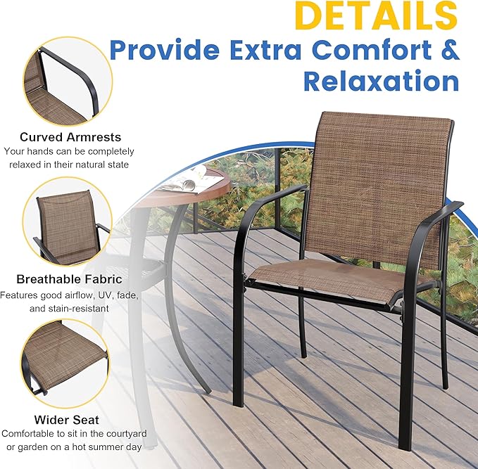 VICLLAX Patio Dining Set for 6, All Weather Metal Outdoor Furniture Set - Image 2