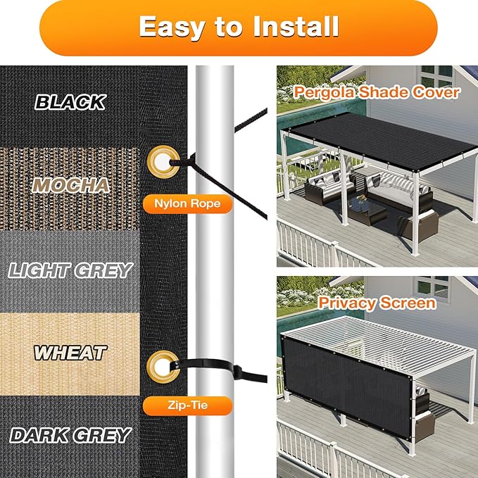 Artpuch Outdoor Pergola Shade Cover 13x14 FT Sun Shade Cloth - Image 5