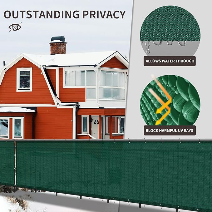 LOVE STORY Custom Size 3'x27' Dark Green Balcony Privacy Screen, UV Block - Image 4
