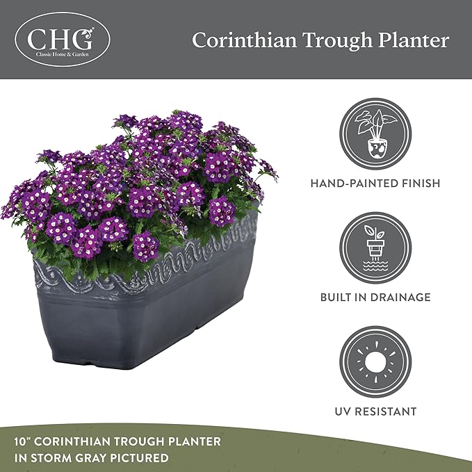 Classic Home and Garden Corinthian Rectangular Planter Box w/Drain Plug - Image 4