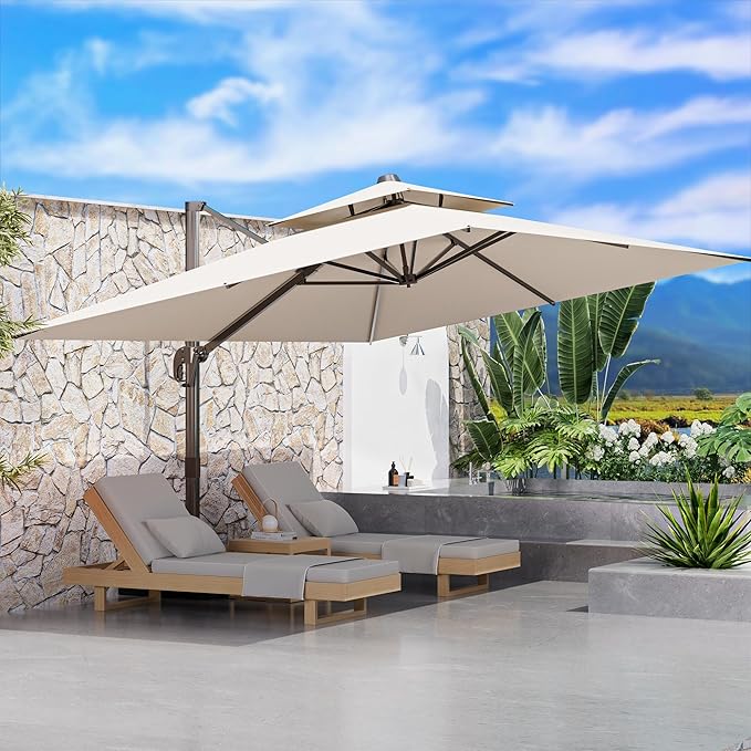 10' X 13' Outdoor Patio Umbrella Large Rectangle Cantilever Umbrella Heavy Duty - Image 7