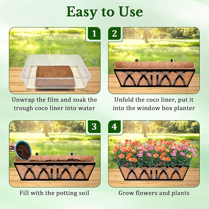 Halatool 2 Pack 36 Inch Window Box Liners Trough Coco Fiber Replacement Liner - Image 6