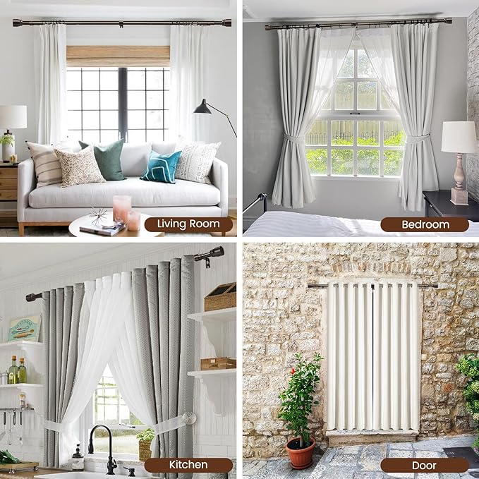1” Diameter brown curtain rod Itself is 30 to 90 inch. 1 Pack Fits 30-84 inch - Image 7