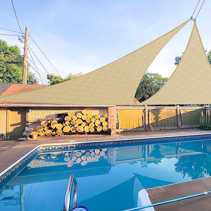 E&K Sunrise 27' x 27' x 27' Sun Shade Sail Triangle Canopy Shade Cover UV Block by EKSUNRISEINC
