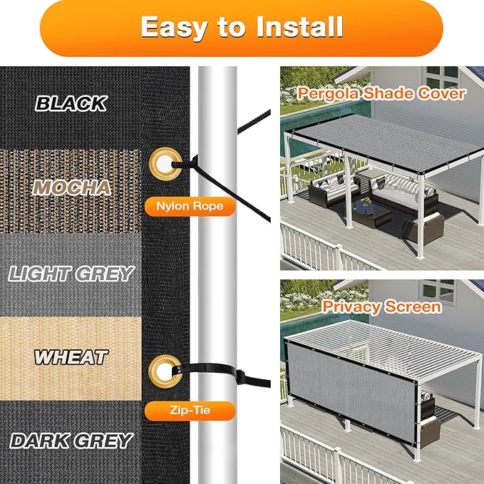 Artpuch Outdoor Pergola Shade Cover 7x17 FT Sun Shade Cloth - Image 5