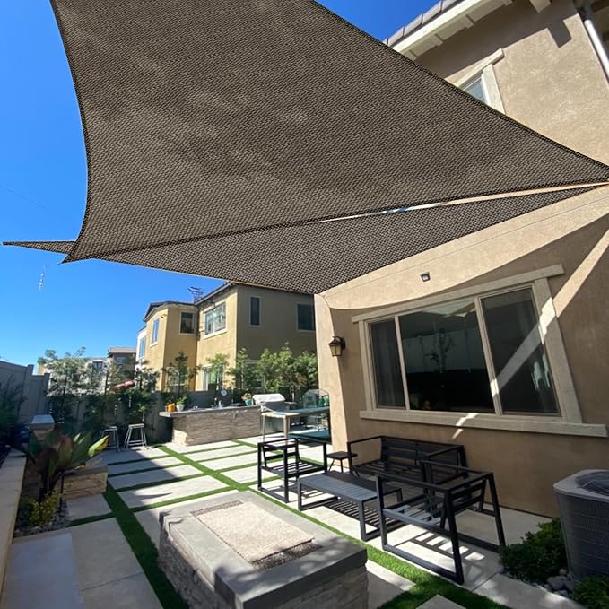 SUNLAX Sun Shade Sail 12' x 12' x 12' Brown Triangle Canopy Sail Shade Cover UV by SUNLAX