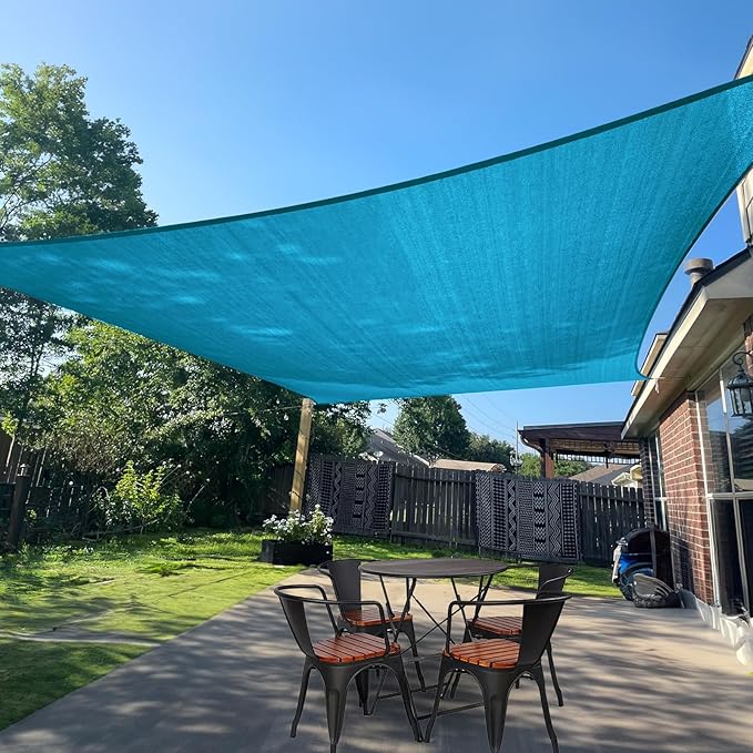 SUNLAX Sun Shade Sail SS-194 12' x 20' Turquoise Blue Rectangle Canopy Sail by SUNLAX