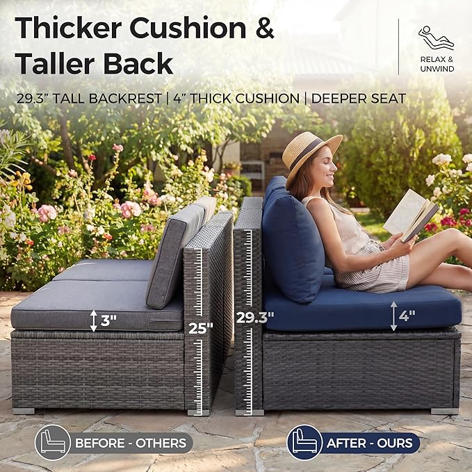 NICESOUL 9 Piece Oversized Outdoor Patio Furniture Set, 29.3'' High Back Comfy - Image 7