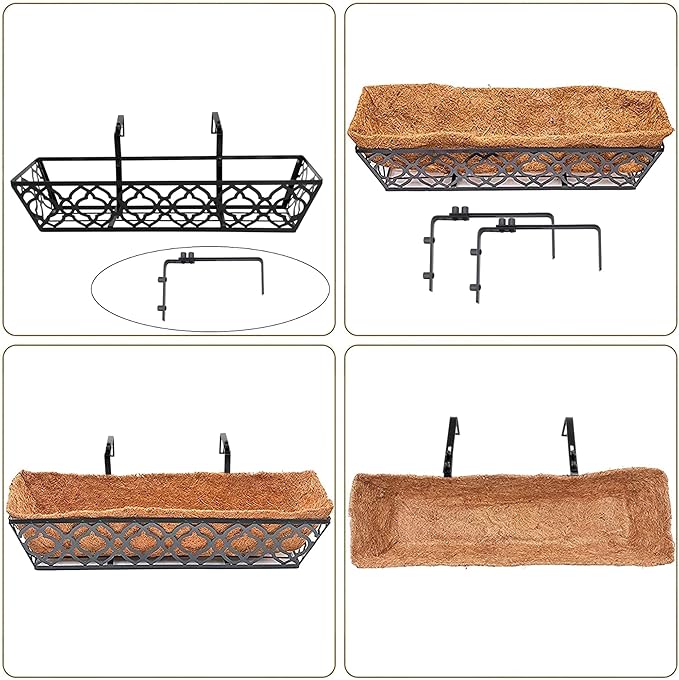 4pcs 24 Inch Window Deck with Coco Liner, Metal Hanging Flower Planter Window - Image 8