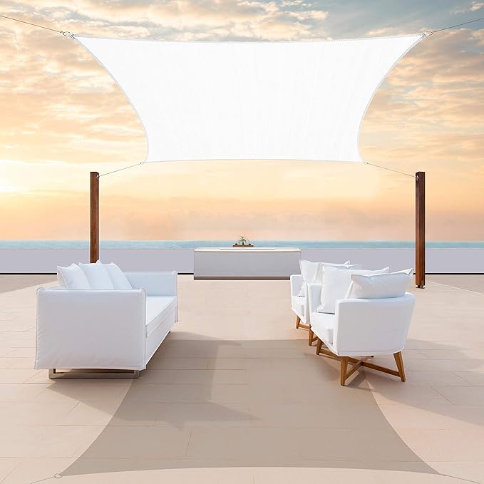 ColourTree 14' x 16' White Rectangle CTAPS16 Sun Shade Sail Canopy Mesh Fabric by ColourTree