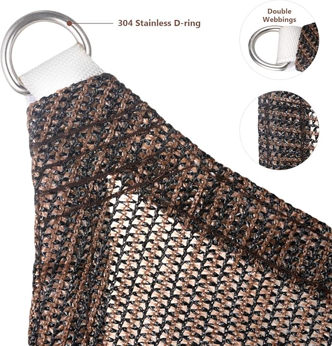 Eden's Decor Straight Flat-Edged Sun Shade Sail Rectangular 5' x 14' Brown - Image 2