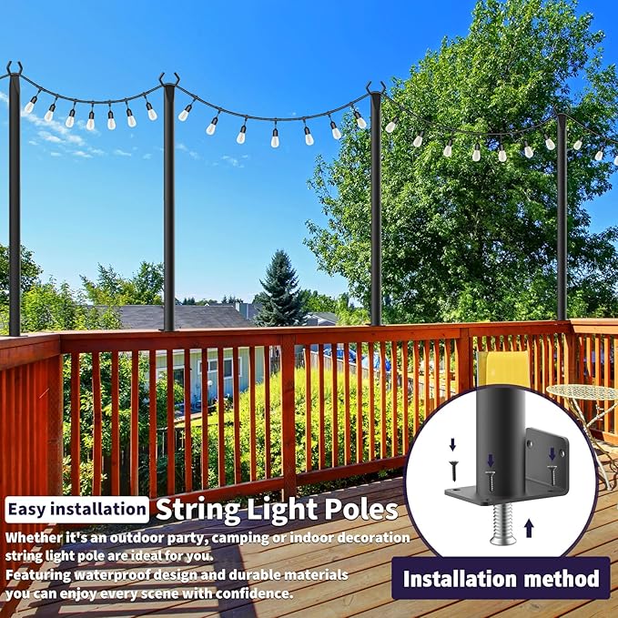 AILBTON 8 Pack 5Ft String Light Poles, Light Poles - Image 2