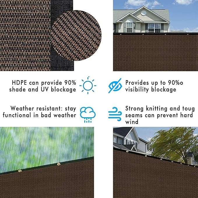 UPGRADE Privacy Fence Screen 4'x9' Brown Outdoor 90% Visibility Blockage 170 - Image 5