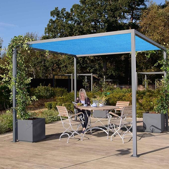 Eden's Decor Straight Flat-Edged Sun Shade Sail Rectangular 12' x 15' Blue - Image 7