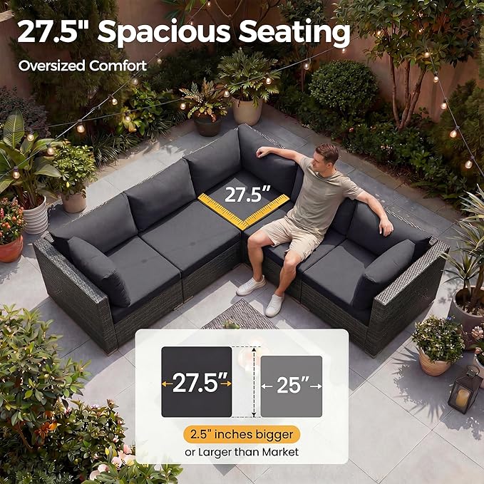 NICESOUL 29.3'' High Backrest Patio Furniture Set - Image 6