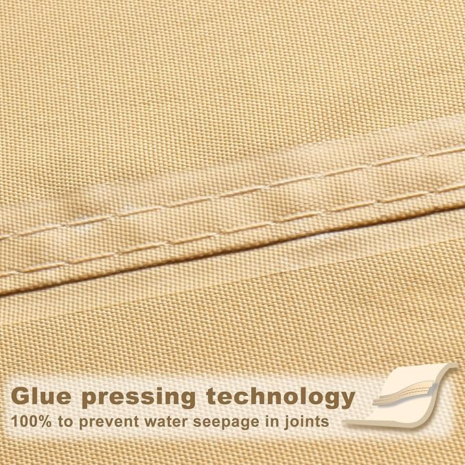 SUNNY GUARD Waterproof Sun Shade Sail 8' x 14' Sand Rectangle UV Block Sunshade - Image 3