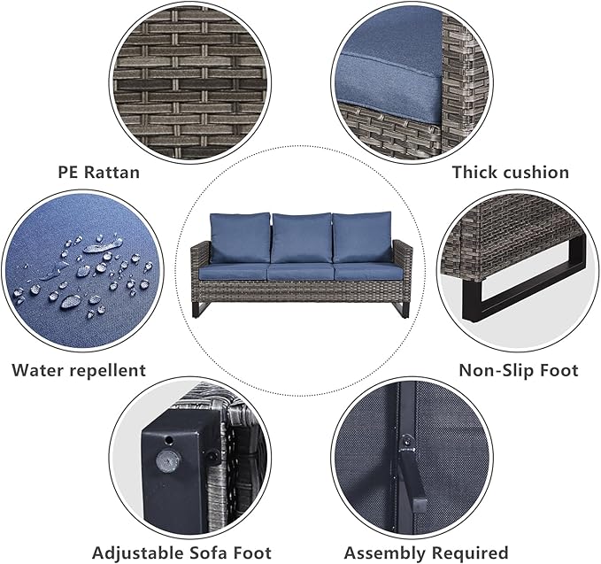 Belord 7 Piece Outdoor Furniture Patio Wicker Sofa Set, Oversize Outdoor Swivel - Image 4