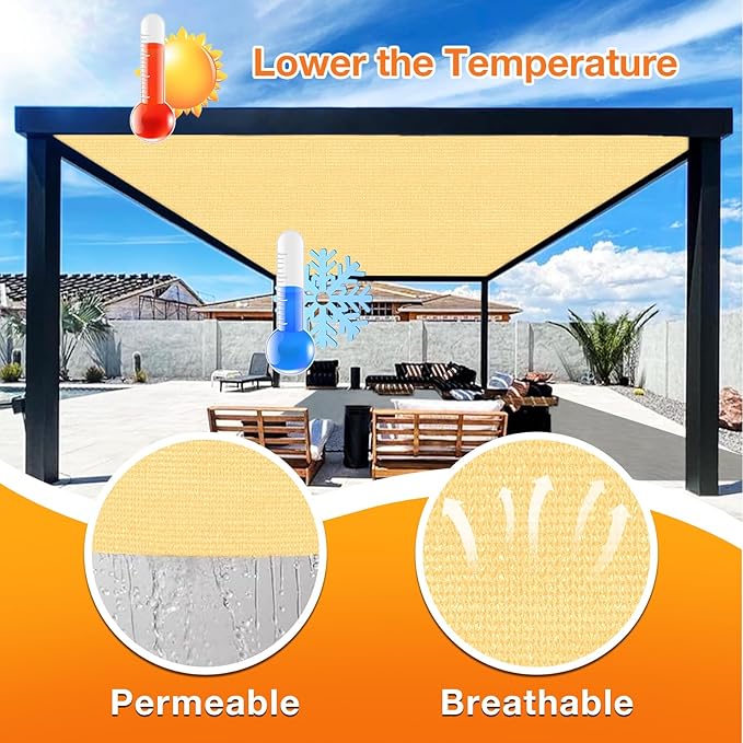 Artpuch Outdoor Pergola Shade Cover 14x20 FT Sun Shade Cloth - Image 4