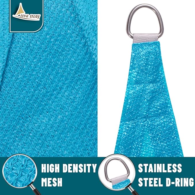 LOVE STORY Custom Size 16'x18' Turquoise Blue Sun Shade Sail Rectangle UV Block - Image 5