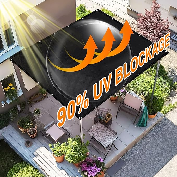 Artpuch 90% Sun Shade Cloth, 10 x 10 FT Pergola Shade Cover Canopy - Image 3