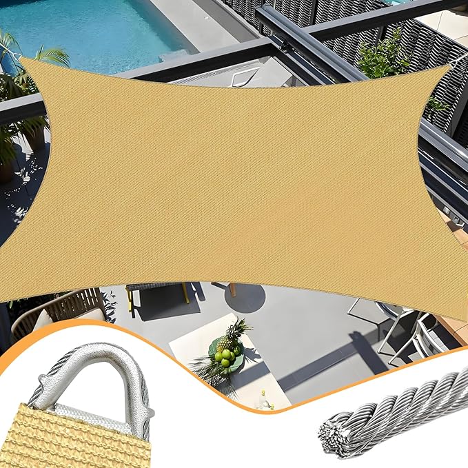 16' x 20' Sun Shade Sail Sand Curved Commercial Outdoor Shade Cover by OOTONAT