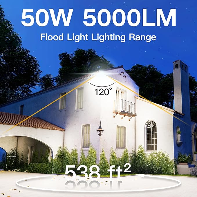 1 Pack LED Flood Lights Outdoor, 50W 5000LM Super Bright Floodlight Outside - Image 2