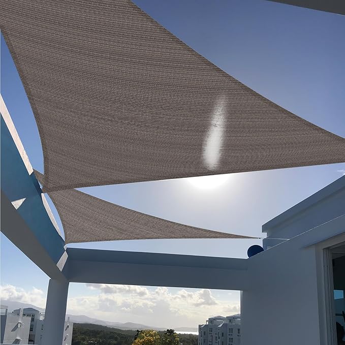SUNNY GUARD Custom Size 11'x18'x21.1' Triangle Brown UV Block Sunshade by SUNNYGUARD