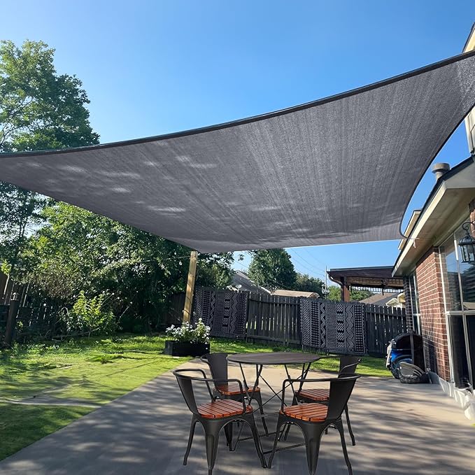 SUNLAX Sun Shade Sail 9' x 20' Dark Grey Rectangle Canopy Sail Shade Cover UV by SUNLAX
