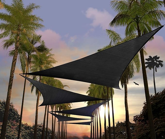 Amgo Custom Size 17' x 17' x 17' Black Triangle Sun Shade Sail Order to Make by Amgo