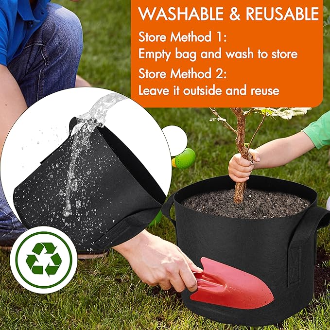 Gardzen 6-Pack 3 Gallons Grow Bags, Aeration Fabric Pots - Image 5