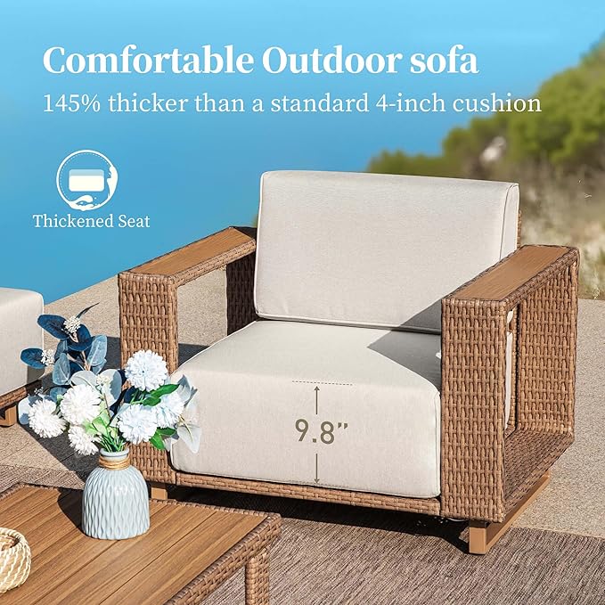 Sectional Outdoor Patio Furniture, U Shaped Rattan Wicker Sectional Sofa - Image 3