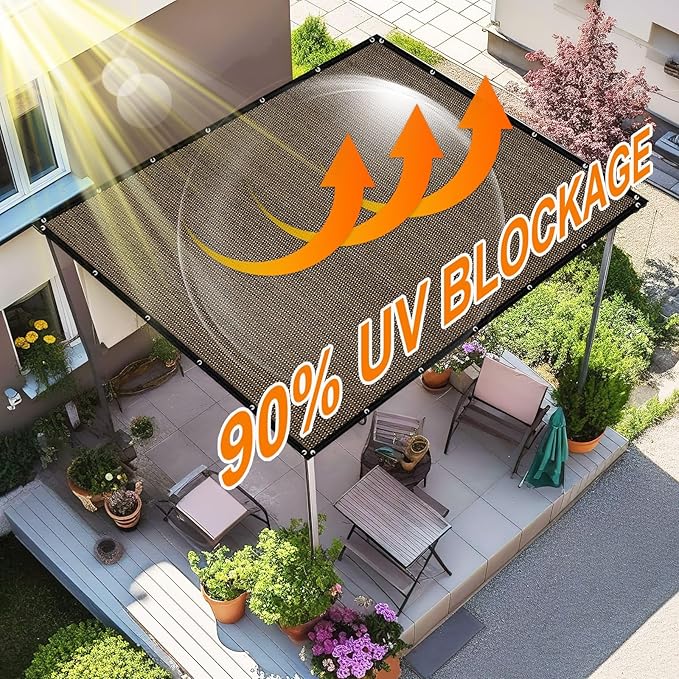Artpuch 90% Sun Shade Cloth, 10 x 12 FT Pergola Shade Cover Canopy - Image 3