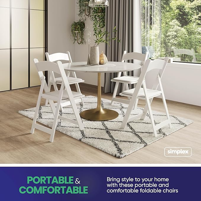 SIMPLEX 12 White Folding Chairs – Resin Stackable Foldable Chairs - Image 5