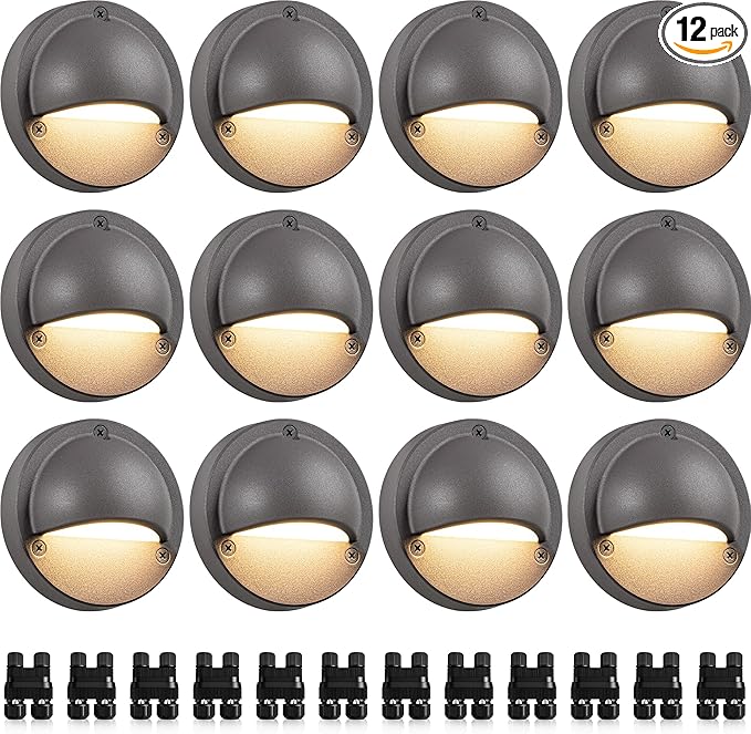 SUNVIE 12 Pack Low Voltage Deck Lights 5W LED Landscape Step Stair Lights by SUNVIE