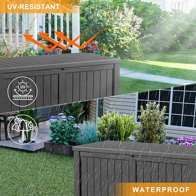 150 Gallon Outdoor Deck Box, Lockable Waterproof Outdoor Storage Boxes - Image 5